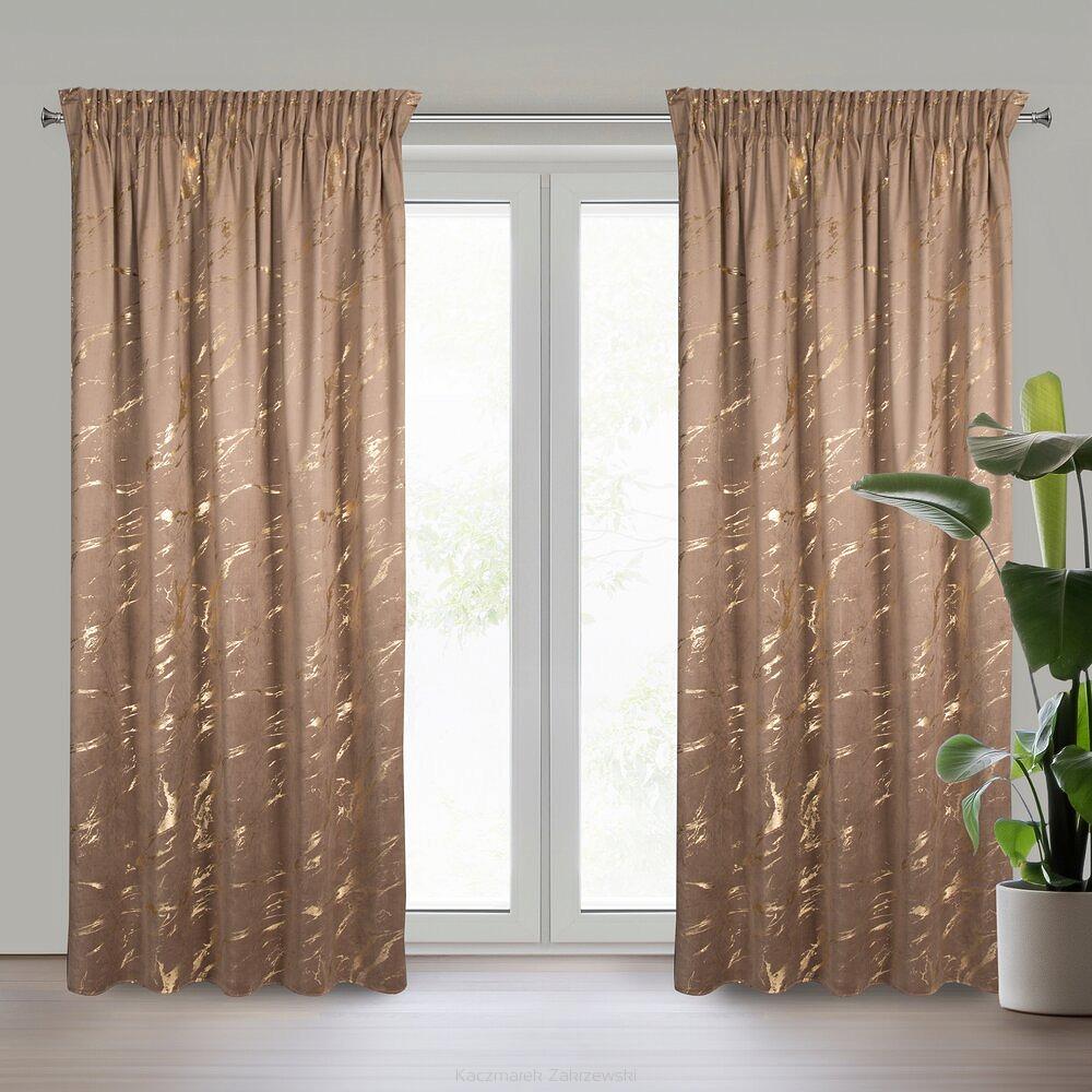 Zasłona gotowa na taśmie MOLLY 140x270 Eurofirany brązowy