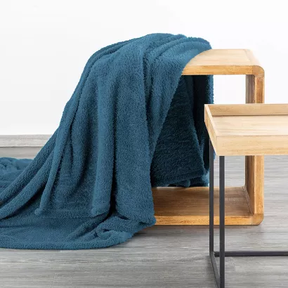Koc narzuta LORI 70x160 Design91 turkusowy miękki i puszysty