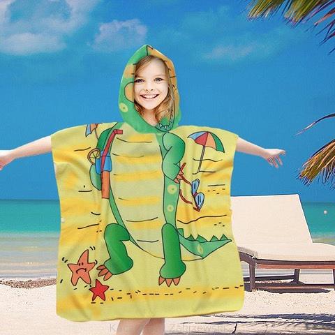 Poncho dziecięce plażowe 60x60 krokodyl