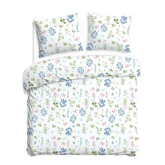 Pościel flanelowa FLANELOVE 220x200 biała w kolorowe kwiaty