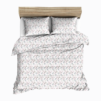Pościel flanelowa 160x200 kwiaty na białym tle