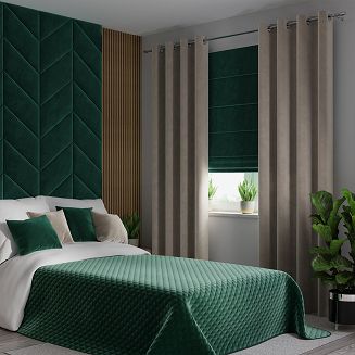 Narzuta dekoracyjna VELVI 220x240 pikowana w geometryczny wzór szmaragdowa