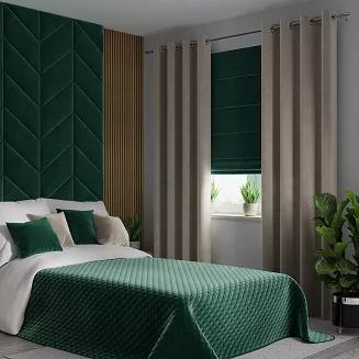 Narzuta dekoracyjna VELVI 220x240 pikowana w geometryczny wzór szmaragdowa