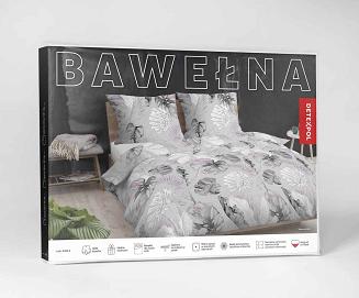 Pościel bawełniana 200x220 Detexpol szara fioletowa w liście