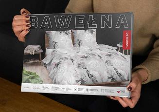 Pościel bawełniana 200x220 Detexpol szara fioletowa w liście