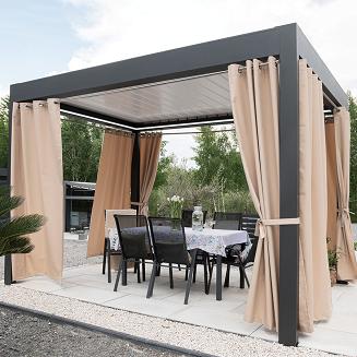 Zasłona gotowa na przelotkach GARDENIA 140x200 wodoodporna ogrodowa nude