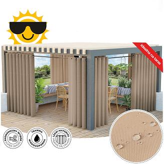 Zasłona gotowa na przelotkach GARDENIA 140x200 wodoodporna ogrodowa nude