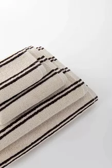 Ręcznik Bawełniany LINE 30x50 vintage beżowy w brązowe paski