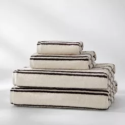 Ręcznik Bawełniany LINE 30x50 vintage beżowy w brązowe paski