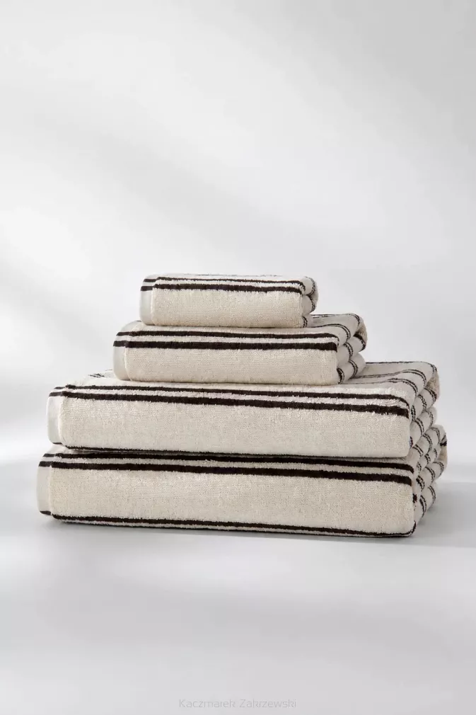 Ręcznik Bawełniany LINE 30x50 vintage beżowy w brązowe paski