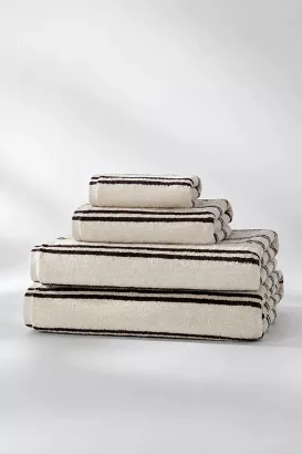Ręcznik Bawełniany LINE 30x50 vintage beżowy w brązowe paski