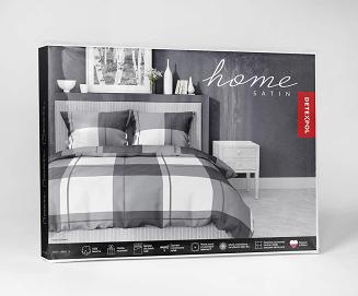 Pościel satynowa 200x220 czarna szara biała krata