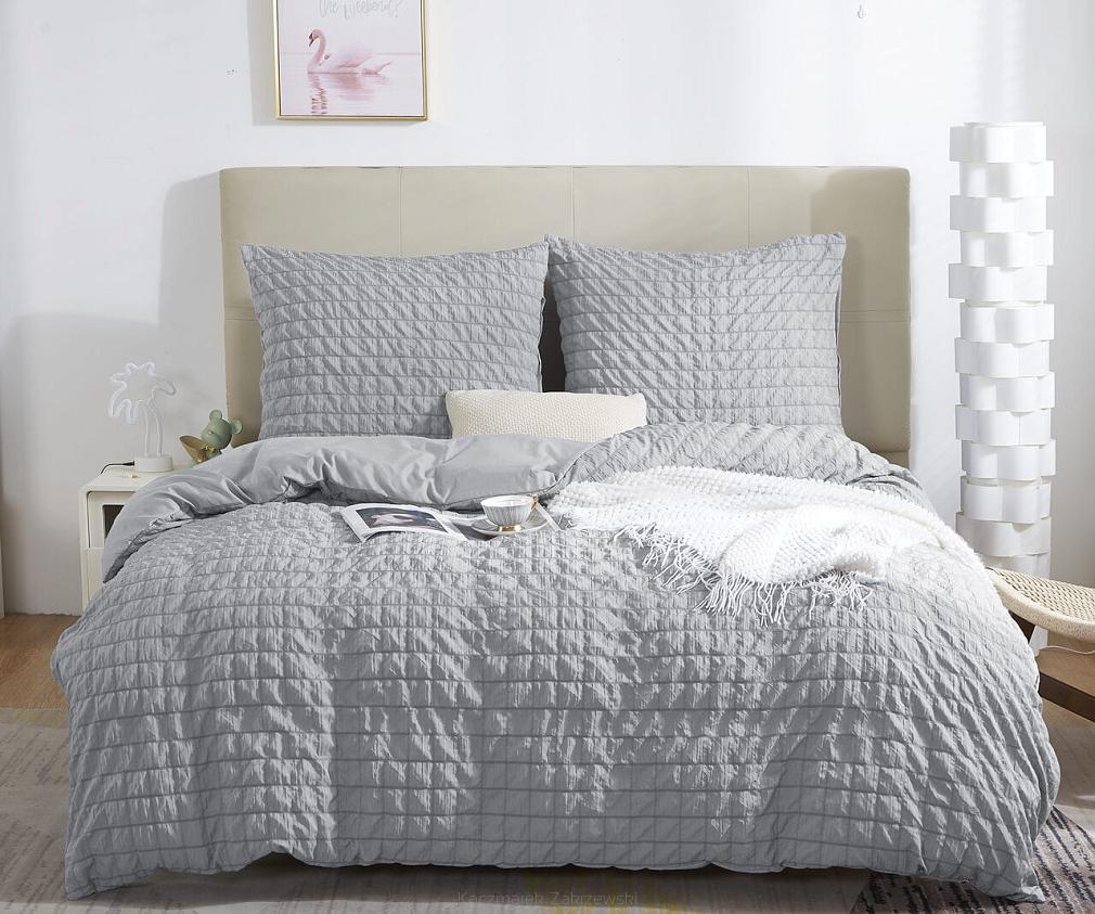 Pościel marszczona CREASY 160x200 jednobarwna szara