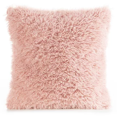 Poszewka dekoracyjna PLUSH 45x45 Eurofirany różowa futrzana