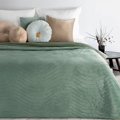 Narzuta dekoracyjna LUIZ10 220x240 zielona pikowana w fale