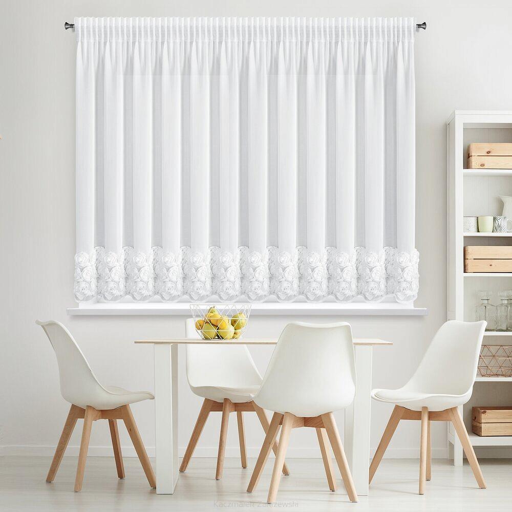Zasłona gotowa na taśmie ROSES 300x120 Eva Minge Eurofirany biały