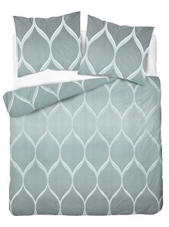 Pościel satynowa 160x200 Detexpol miętowa turkusowa w geometryczne łuki