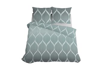 Pościel satynowa 160x200 Detexpol miętowa turkusowa w geometryczne łuki