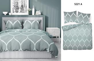 Pościel satynowa 160x200 Detexpol miętowa turkusowa w geometryczne łuki