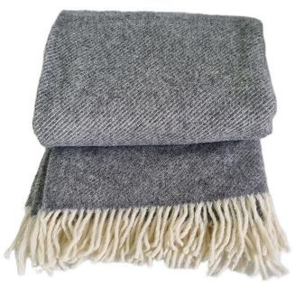 Koc z wełny nowozelandzkiej MAGDA 150x200 diagonalny ciemnoszary