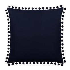 Poszewka dekoracyjna FLUFFY 45x45 granatowa z pomponami