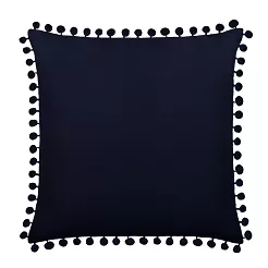 Poszewka dekoracyjna FLUFFY 45x45 granatowa z pomponami
