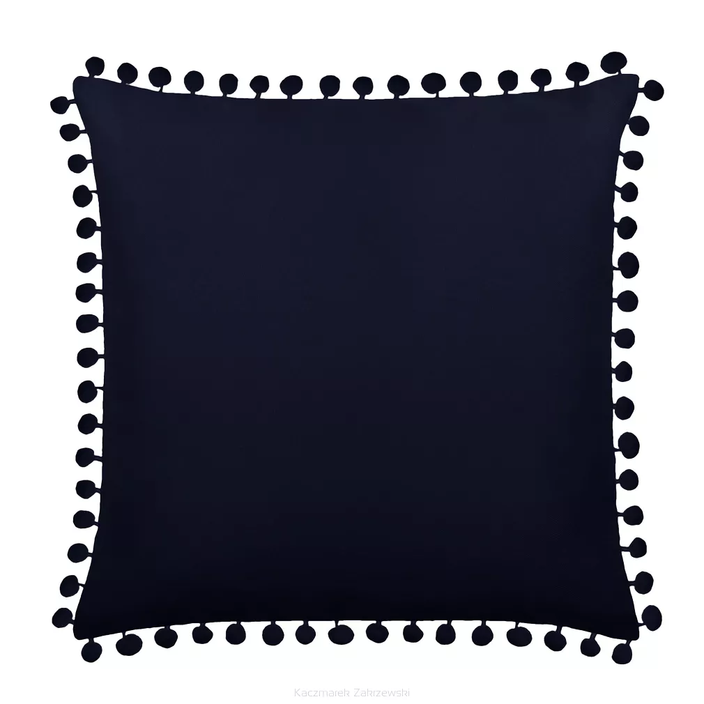 Poszewka dekoracyjna FLUFFY 45x45 granatowa z pomponami