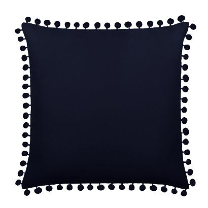Poszewka dekoracyjna FLUFFY 45x45 granatowa z pomponami