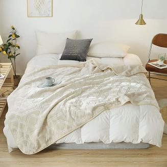 Koc akrylowy tłoczony VITO 160x200 geometryczny wzór kremowy