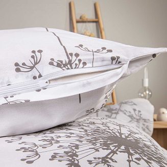 Pościel bawełniana 180x200 COTTONLOVE biała w duże szare dmuchawce