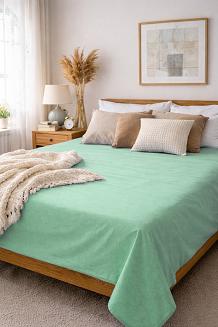 Prześcieradło bawełniane bez gumki 180x200 noris seledynowe