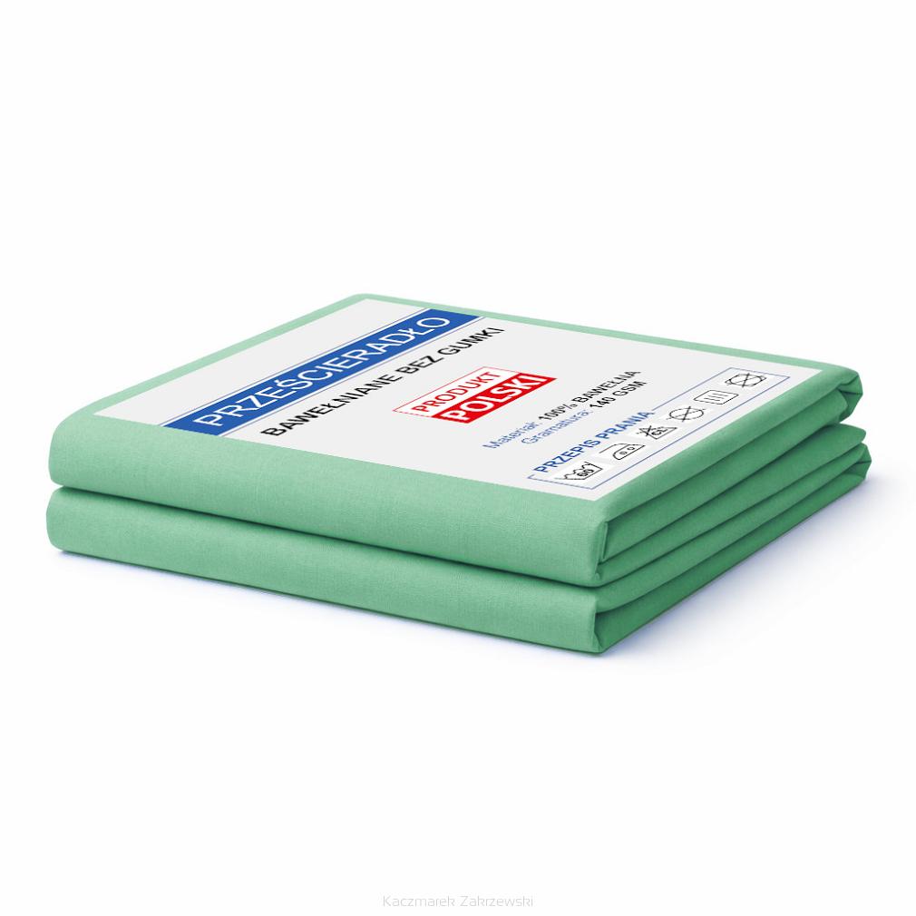 Prześcieradło bawełniane bez gumki 180x200 noris seledynowe