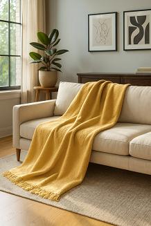 Koc T Bawełniany/BA866/150x200 musztarda