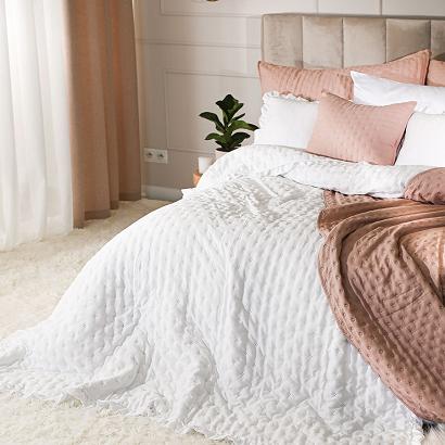 Narzuta dekoracyjna z falbaną WERONA 170x210 biała