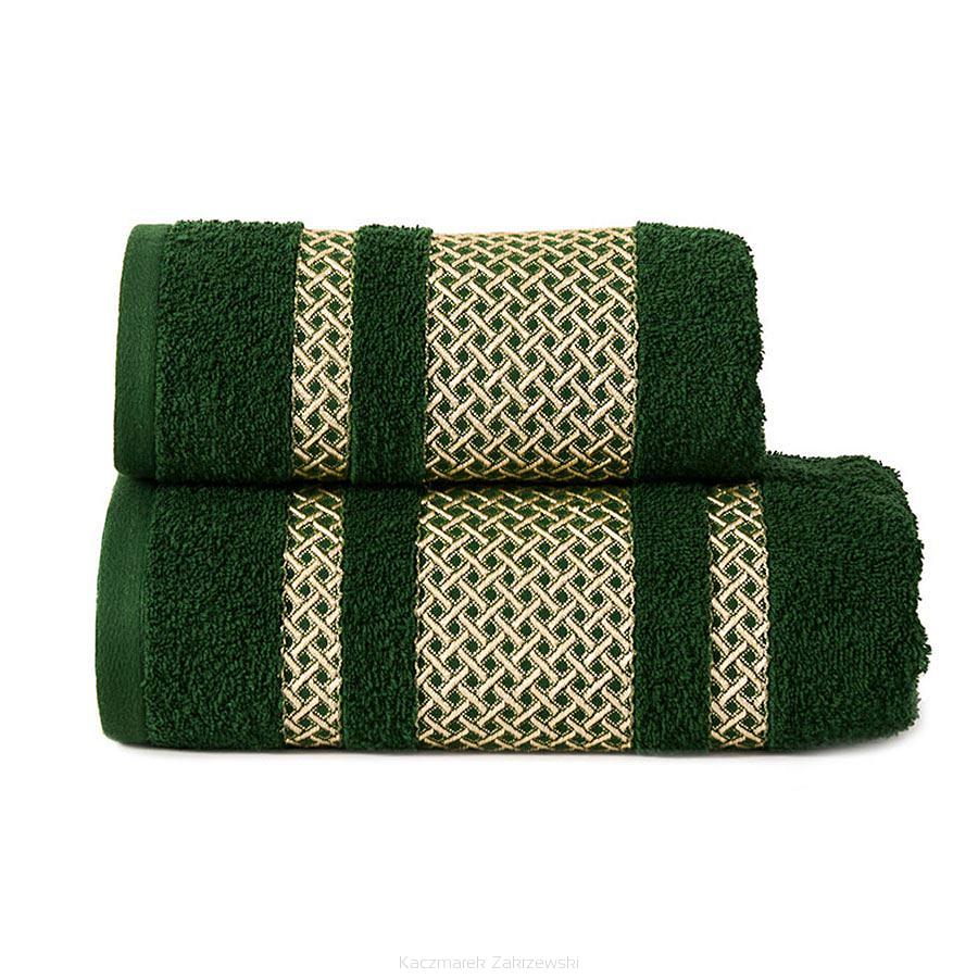 Ręcznik bawełniany LIONEL 70x140 butelkowy ze złotą bordiurą