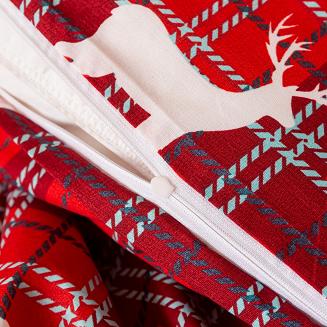 Pościel świąteczna 140x200 czerwona biała krata renifery