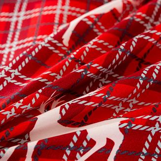 Pościel świąteczna 140x200 czerwona biała krata renifery