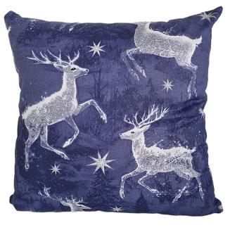 Pościel bawełniana świąteczna 160x200 granatowa biała zaczarowane renifery