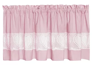 Firana gotowa zazdrostka LACE 90x150 pudrowa z koronką