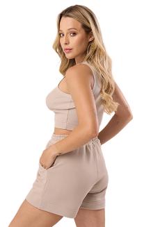 Spodenki dresowe damskie z wysokim stanem Babell kod 3007 taupe