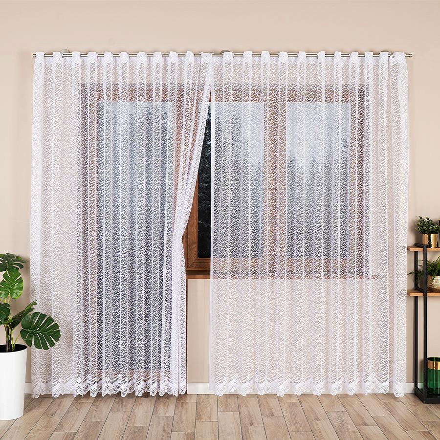 Firanka żakardowa gotowa na żabki BOGUMIŁA 300x250 biała