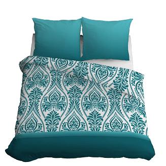 Pościel bawełniana 200x220 Detexpol turkusowa w liście paproci
