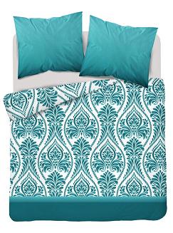 Pościel bawełniana 200x220 Detexpol turkusowa w liście paproci