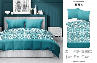 Pościel bawełniana 200x220 Detexpol turkusowa w liście paproci