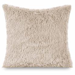 Poszewka dekoracyjna YETI 40x40 włochacz o strukturze futra jasnobeżowa