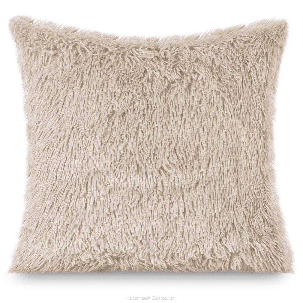 Poszewka dekoracyjna YETI 40x40 włochacz o strukturze futra jasnobeżowa