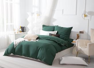 Pościel Queen 220x200 butelkowa ze złotą lamówką bizą