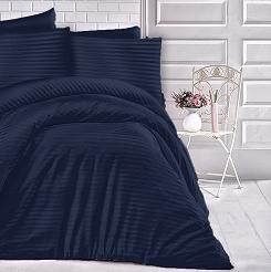 Pościel satyna bawełniana adamaszek 200x220 ciemnoniebieska