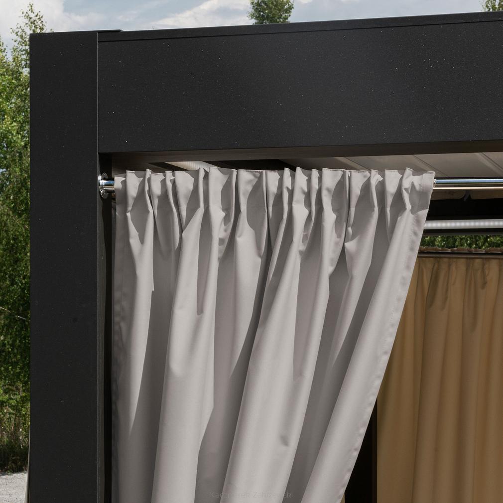 Zasłona gotowa na taśmie GARDENIA 140x200 wodoodporna ogrodowa szarobeżowa