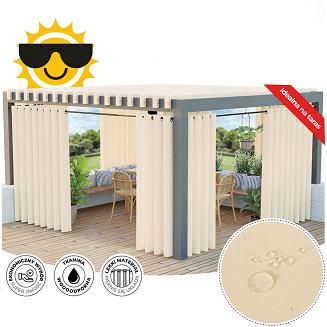 Zasłona gotowa na przelotkach GARDENIA 140x200 wodoodporna ogrodowa ciemnokremowa